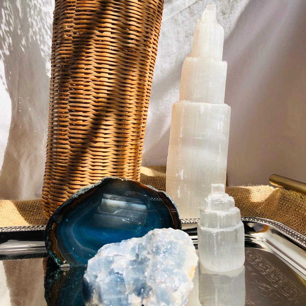 Crystal Set of 4, Selenite, Agate, Celestite,
